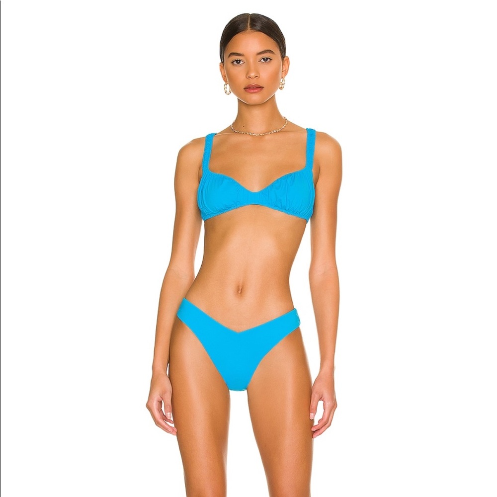 WeWoreWhat Ocean Blue Scrunchie Bikini Top